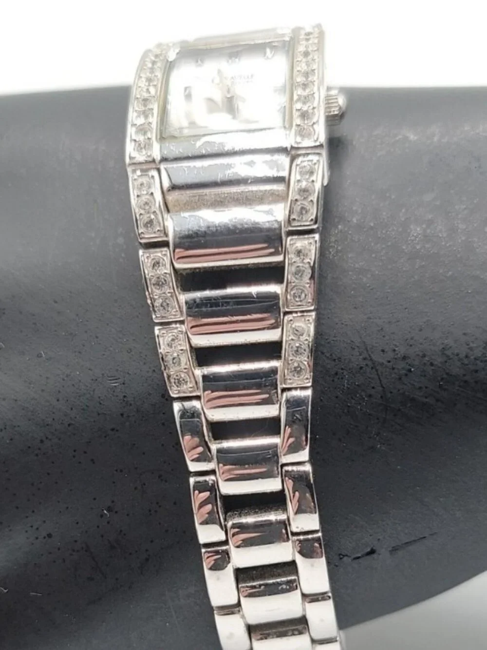 Caravelle By Bulova Ladies Watch A4 18mmPave Rhinestone Mother Of Pearl Face 7